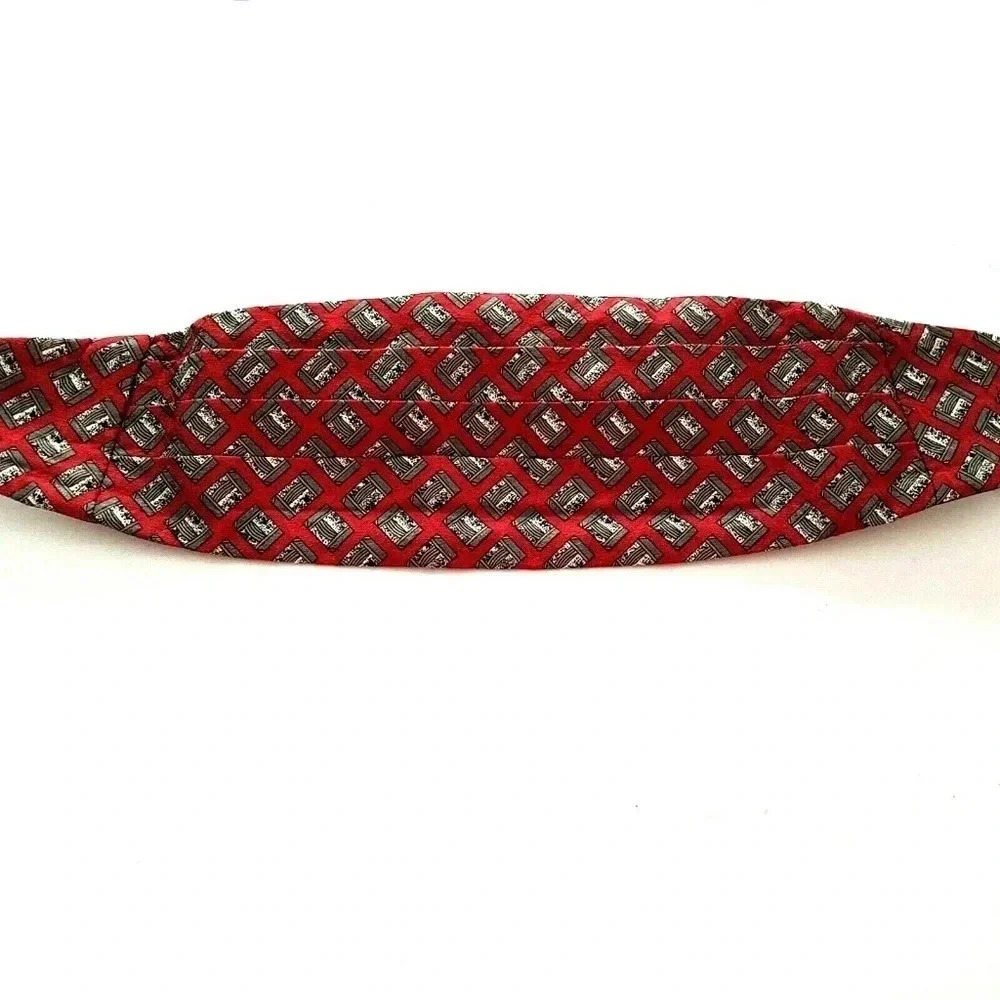 Mel Howard Cummerbund One Size 27- 48 All Silk Red